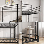 Full Over Full Bunk Beds, Metal Heavy Duty Full Size Bunk Beds for Kids, Full Size Bed Frmae for Boys and Girls,Loft Bed with Ladder and Guardrail for Small Spaces (Black)