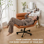 Criss Cross Chair with Flip-Up Arms & Swivel Wheels, Vanity Chair with Adjustable Height & Side Pockets, Comfortable Wide Seat Reclining Computer Office Desk Chairs for Home Office, Make Up, Bed Room