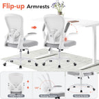 Ergonomic Office Chair, Computer Desk Chair with Adjustable Lumbar Support and Flip-up Armrests, Rocking Function, Comfy Mesh Office Desk Chair for Home Office, Grey