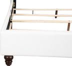 GDFStudio PU Upholstered Bed Frame with Padded Wingback Headboard, Transitional Platform Design, Box Spring Required, Easy Assembly, Full Size Bed for Modern and Classic Bedrooms,50" H White