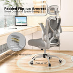 Ergonomic Office Chair for Back & Neck Pain Relief, Virgin Foam Seat, 2D Adjustable Lumbar & 3D Headrest, Tilt & Rock for Relaxation, Ideal for Long Sitting Comfort, Gray/Silver