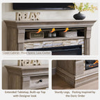 OKD 52" Farmhouse Electric Fireplace TV Stand with Mantel & Cabinet, 36" Freestanding Electric Fireplace Heater with Remote Control, Adjustable 3D Flame Effect, Light Rustic Oak