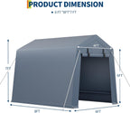 6X8 ft Heavy-Duty Portable Motorcycle Storage Shed with Roll-Up Door & Vent, 220g Waterproof PE Tarp & UV Protection, Motorcycle Shed for Motorcycles, Firewood, Garden Tools - Gray