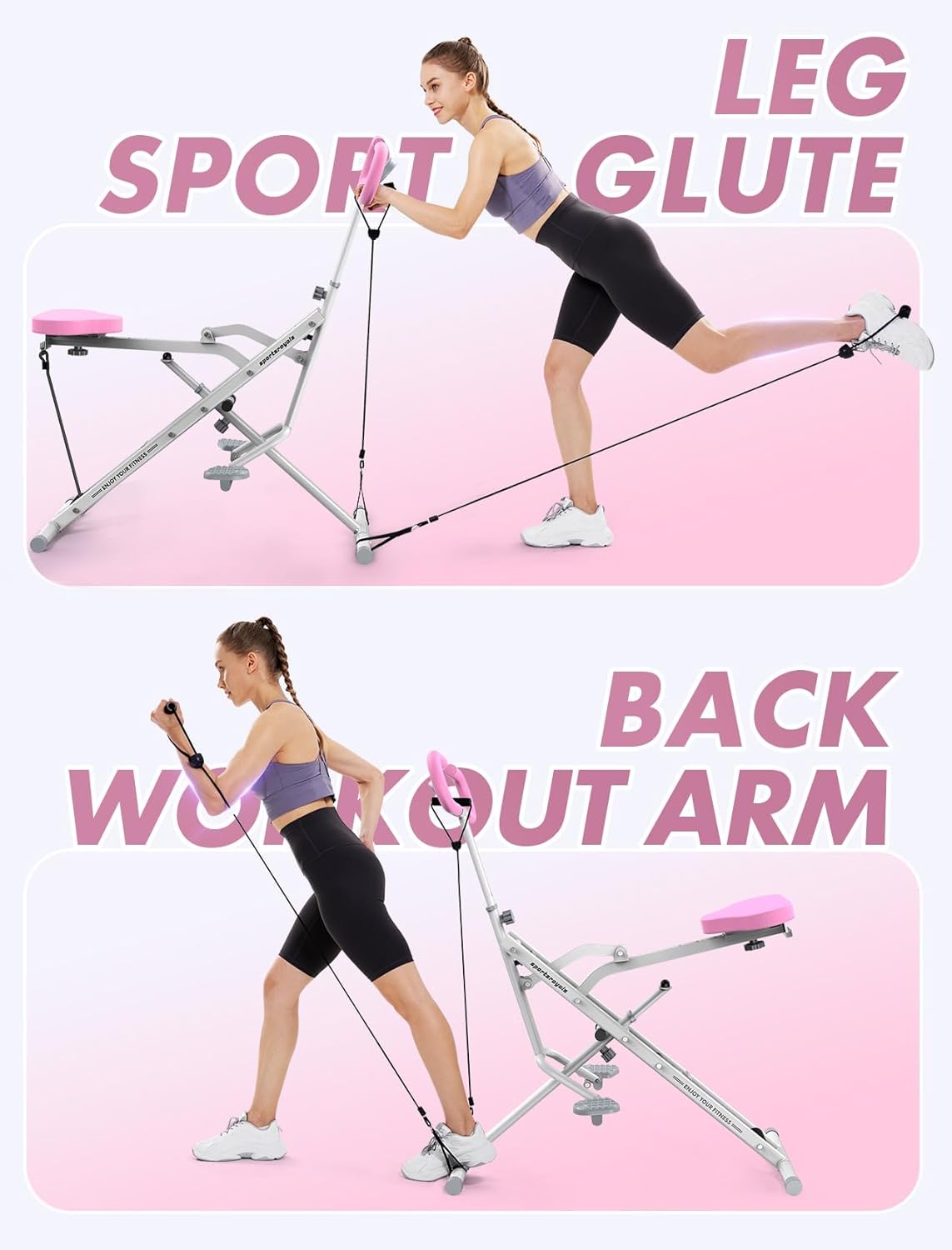 Sportsroyals Squat Machine, Squat Assist Rower for Glutes and Thighs, Foldable Exercise Equipment w/ Four Adjustable Resistance for Home, Full Body Workout Machine