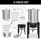 CreoleFeast TFS3010 Propane 30 Qt. Turkey and 10 Qt. Fish Fryer Boiler Steamer Set, 50,000 BTU Burner, Ideal for Outdoor Cooking