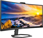 Philips 34E1C5600HE 34" UltraWide QHD 21:9 Monitor with Built-in Windows Hello Webcam & Noise Canceling Mic  USB-C Docking  Stereo Speakers  100Hz  4-Year Advance Replacement Black