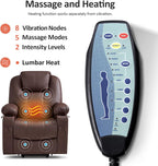 MCombo Electric Power Lift Recliner Chair Sofa with Massage and Heat for Elderly, 3 Positions, 2 Side Pockets, and Cup Holders, USB Ports, Faux Leather 7040 (Light Brown, Medium)