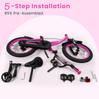 Olakids Kids Bike, 12 14 16 18 Inch BMX Style Toddlers Bike with Training Wheels Adjustable Seat Handlebar Coaster Brake Handbrake Safety Bell, Children's Bicycle for Boys Girls