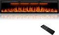 72 inches Electric Fireplace, Recessed and Wall Mounted Fireplace Heater and Linear Fireplace Inserts, Adjustable Heaing& Remote Control& Touchscreen, Multicolor Flame & Realistic logs,1500W, Black