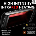 Professional Electric Infrared Outdoor Patio Heater  Wall Mounted  Comes with 6' 120V Plug-in Cord  Water Resistant for Residential and Commercial Use