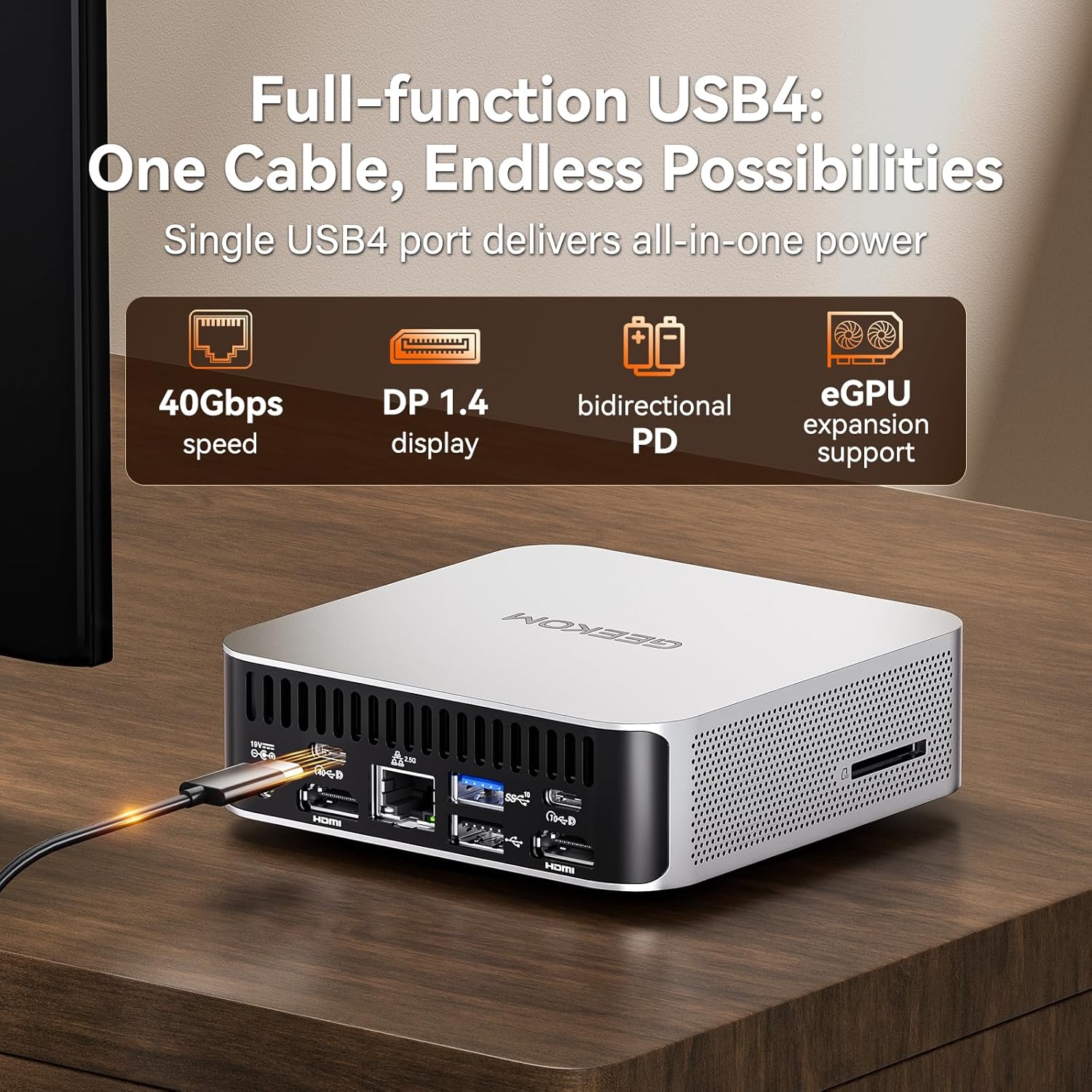 GEEKOM 2026 Corporate Bulk Choice Mini PC A7 with AMD Ryzen 5 7535HS 16GB DDR5 & 1TB SSD(Expandable) Windows 11 Desktop Mini Computers for Office 8 Premium Quality Supports|USB4|8K|SD