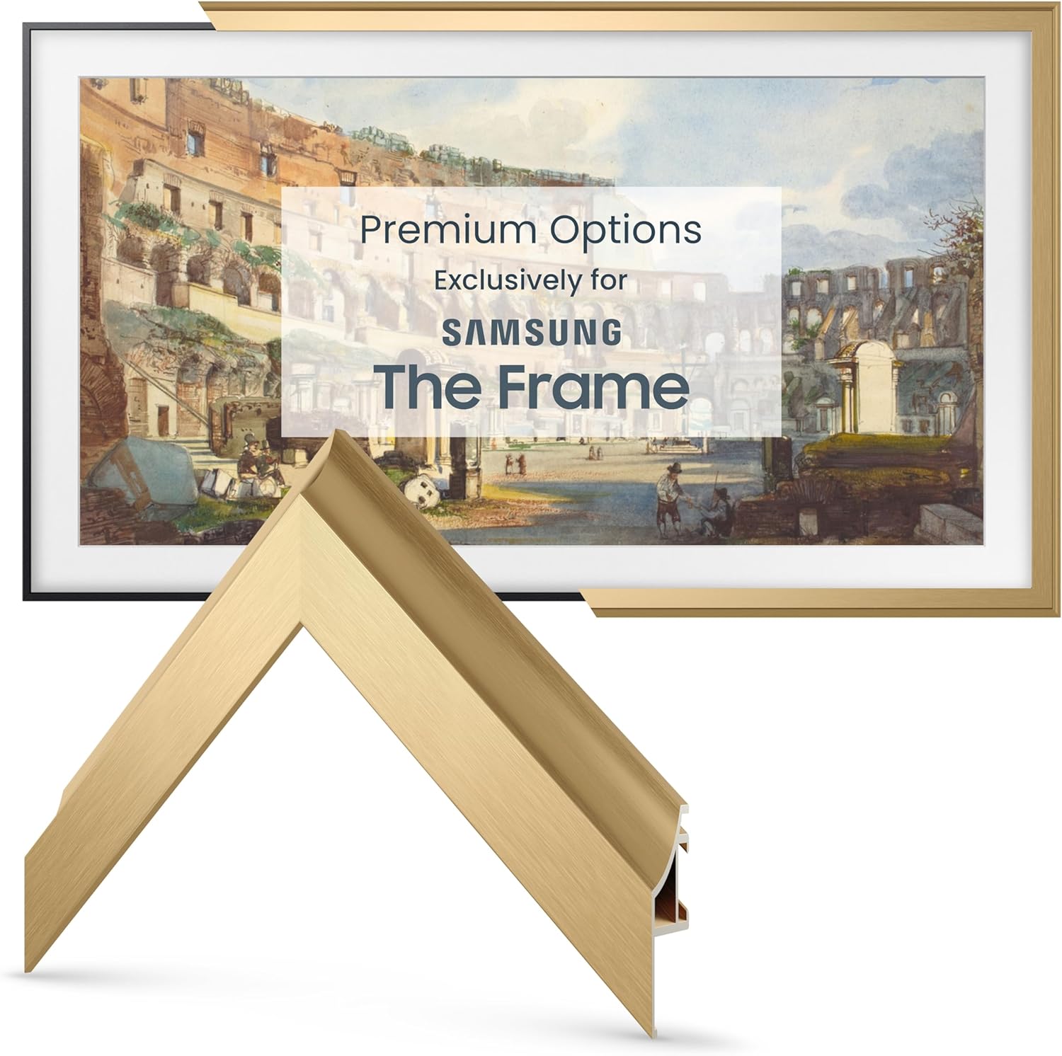 Pale Gold Scoop 65" Alloy Deco TV Frame - Compatible ONLY with Samsung The Frame TV and Pro TVs (Fits 2021-2026  LS03A  LS03B LS03C LS03D LS03FA LS03FW)