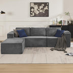 106" Modular Sectional Sofa with L-Shape Chaise, Right/Left Facing Deep Seat Cloud Couch, No Assembly Required, Upholstered Couch for Living Room Bedroom (Plush Corduroy Fabric, Grey)