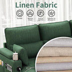 Sectional Sleeper Sofa with Pull Out Couch Bed, with Storage Chaise for Living Room, Comfy Linen Modular Sectional Sofa with Dual USB & Type-C, Cup Holders (Green, 81 Inches)