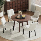 Dining Chairs Set of 4, Upholstered Corduroy Dining Room Chair with Wood Legs, Mid-Back Padded Kitchen Side Chairs for Dining Room, Beige