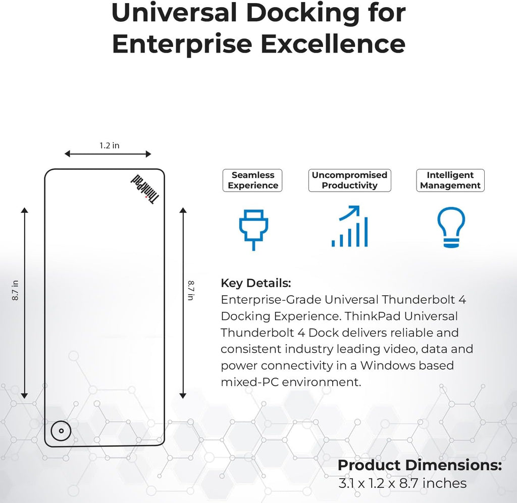 40B00300US Lenovo Docking Station USB C Bundle - 1 Year Warranty  Supports 4K Display  Thunderbolt 4 Dock with 300W Adapter  Anyhdd HDMI  DisplayPort  Thunderbolt Cables & Cloth