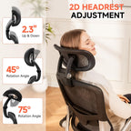 GTPLAYER Big and Tall Ergonomic Mesh Office Chair, High Back Home Desk Chair Computer Gaming Chair with Headrest, Flip-Up Arms, 90-125° Tilt Lock and Wide Cushion, Task Chair for Man Woman-Deep Black