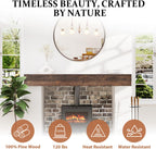 Fireplace Mantel, Handcrafted Mantel Shelf for Over Fireplace, Wood Mantel with Invisible Heavy Duty Bracket, Wood Floating Shelves for Wall-Mounted, 72 Inch, American Brown