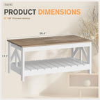 YESHOMY Farmhouse Coffee Table, Coffee Tables for Living Room, Farmhouse Square Coffee Table with Storage, Couch Table, Small Tables for Small Spaces, Gray & White