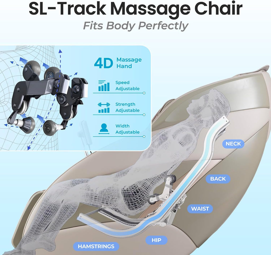 Titan 4D Endor l 4D Full Body Massage Chair l SL Track l 3 Stage Zero Gravity Reclining l Body Relief l Automatic Body Scanning l Specialized Massage Programs l Bluetooth Speakers (Taupe)