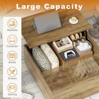 FABATO Lift Top Coffee Table, Wood Square Coffee Table with Storage, Farmhouse Coffee Tables with Hidden Storage Compartment, Center Table with Lifting Tabletop for Living Room, Home Office, Oak