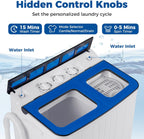 Giantex Portable Washing Machine, 18LBS Twin Tub Mini Compact Laundry Washer Spinner Combo with Drain Pump, 11Lbs Washer and 7Lbs Spinner for Apartments, RVs, Dorms, Blue+White