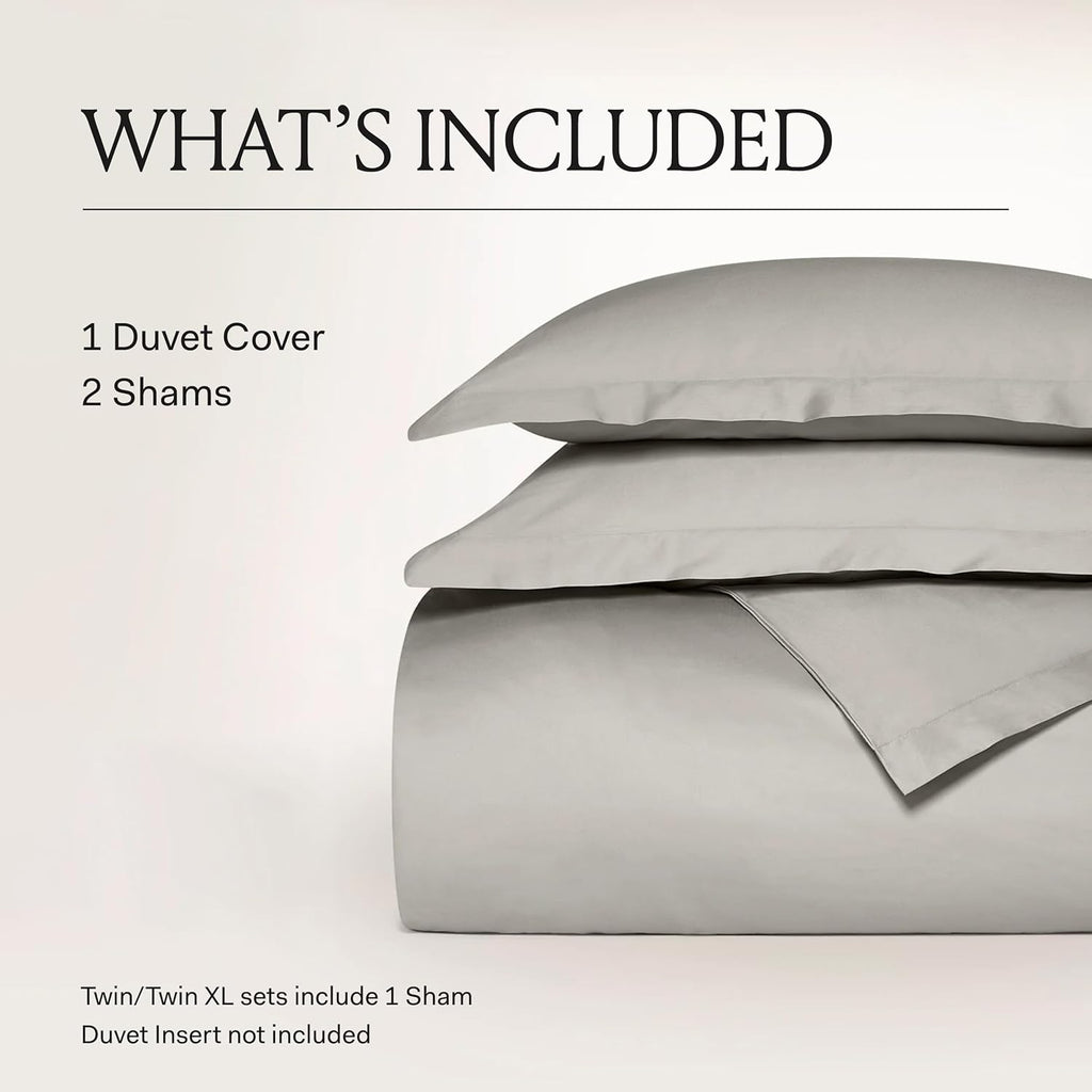 BOLL & BRANCH Signature Hemmed Duvet Set - Full/Queen, White - Luxury 100% Organic Cotton - 1 Duvet Cover, 2 Shams - Buttery Soft, Hidden Closures