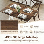 Giantex 43" Dining Table for 4, Rectangular Kitchen Table with Rubber Wood X-Shaped Frame, Space Saving Dinner Table for Living Dining Room, Dinette, Home Office, Restaurant
