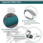 DUMOS Office Desk Computer Chair with Footrest, Ergonomic Mesh Swivel Gaming Chair with Rolling Wheels, Comfortable Headrest, Lumbar Support, Comfy for Home, Office, Task, Student, Elegant Grey