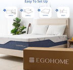 EGOHOME Firm Queen Mattress 12 Inch Memory Foam Mattresses Bed in a Box with Gel Foam and Removeable Fiberglass Free Cover for Cool Sleep and Back Pain Relief, CertiPUR-US Certified, Blue