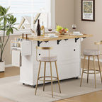 60" Kitchen Island with Power Outlet & Drop Leaf, Kitchen Rolling Island with Spice Rack & Towel Rack, Knife Holder, Kitchen Island Cart with Trash Storage Cabinet, Mobile Island Table for Kitchen