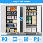 Aobabo Upgrade 71H''*32''W*16''D Metal Garage Storage Cabinet with Wheels and Pegboards, 5 Adjustable Shelves Steel Storage Cabinets for Home,Warehouse,Garage,Assembly Required,Grey and White