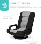 Best Choice Products Swivel Gaming Chair 360 Degree Multipurpose Floor Chair Rocker for TV, Reading, Playing Video Games w/Lumbar Support, Armrest Handles, Adjustable Foldable Backrest - Black/Gray