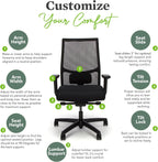 HON Ignition 2.0 Ergonomic Office Chair Fabric Seat, Adjustable Tilt, Swivel Wheels, Comfy for Long Hours, Home Office Desk Chairs, Fog