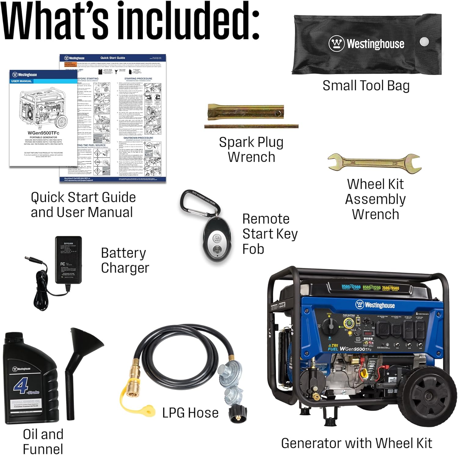 Westinghouse 12500 Peak Watt Tri-Fuel Home Backup Portable Generator  Remote Electric Start  Transfer Switch Ready  Gas  Propane  and Natural Gas Powered