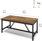 YITAHOME 70.8" Large Kitchen Dining Room Table for 6-8 People, Rustic Brown Farmhouse Industrial Wood Style Rectangle Apartment Dinning Room Dinette Tables for Eating Dinner