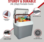 Koolatron 12V Iceless Cooler & Warmer – Portable Electric Cooler/Nevera Portátil Eléctrica for Car Truck Camper Boat, Hard Sided Mini Fridge for Camping Picnic Travel Lunch Food Drinks Office 26 qt