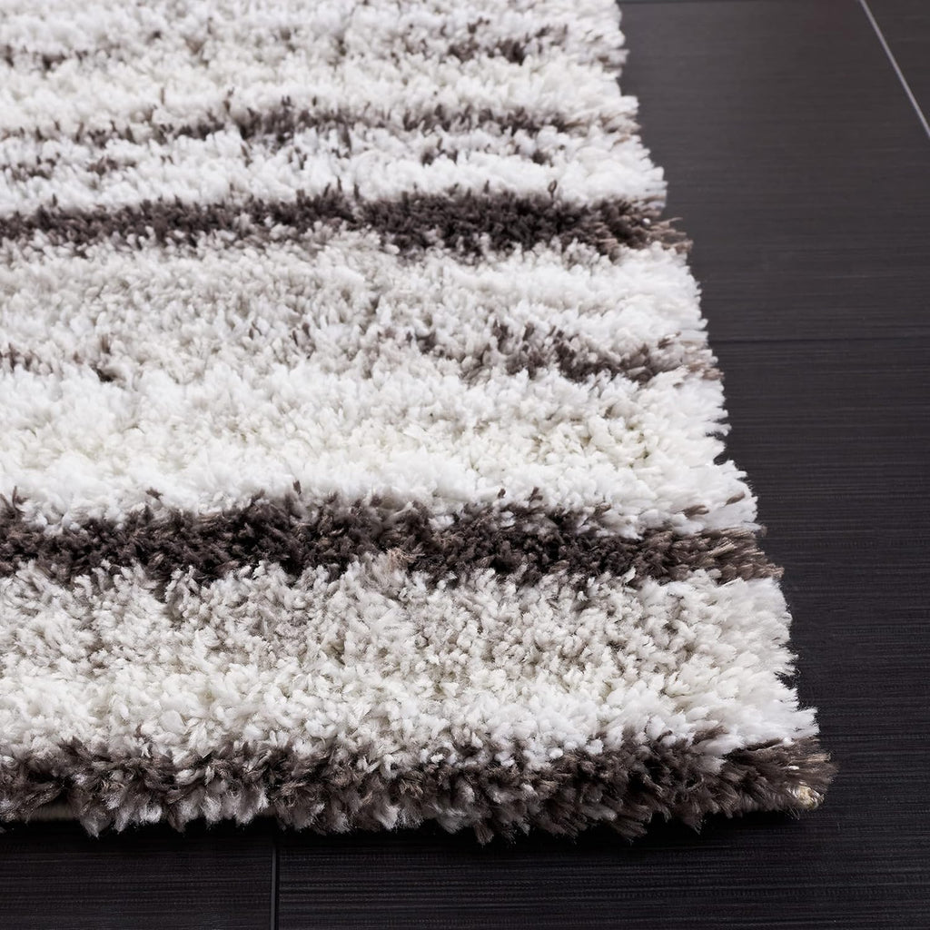 SAFAVIEH Berber Shag Collection Area Rug - 9' x 12', Grey & Dark Grey, Stripe Design, Non-Shedding & Easy Care, 1.25-inch Thick Ideal for High Traffic Areas in Living Room, Bedroom (BER565F)