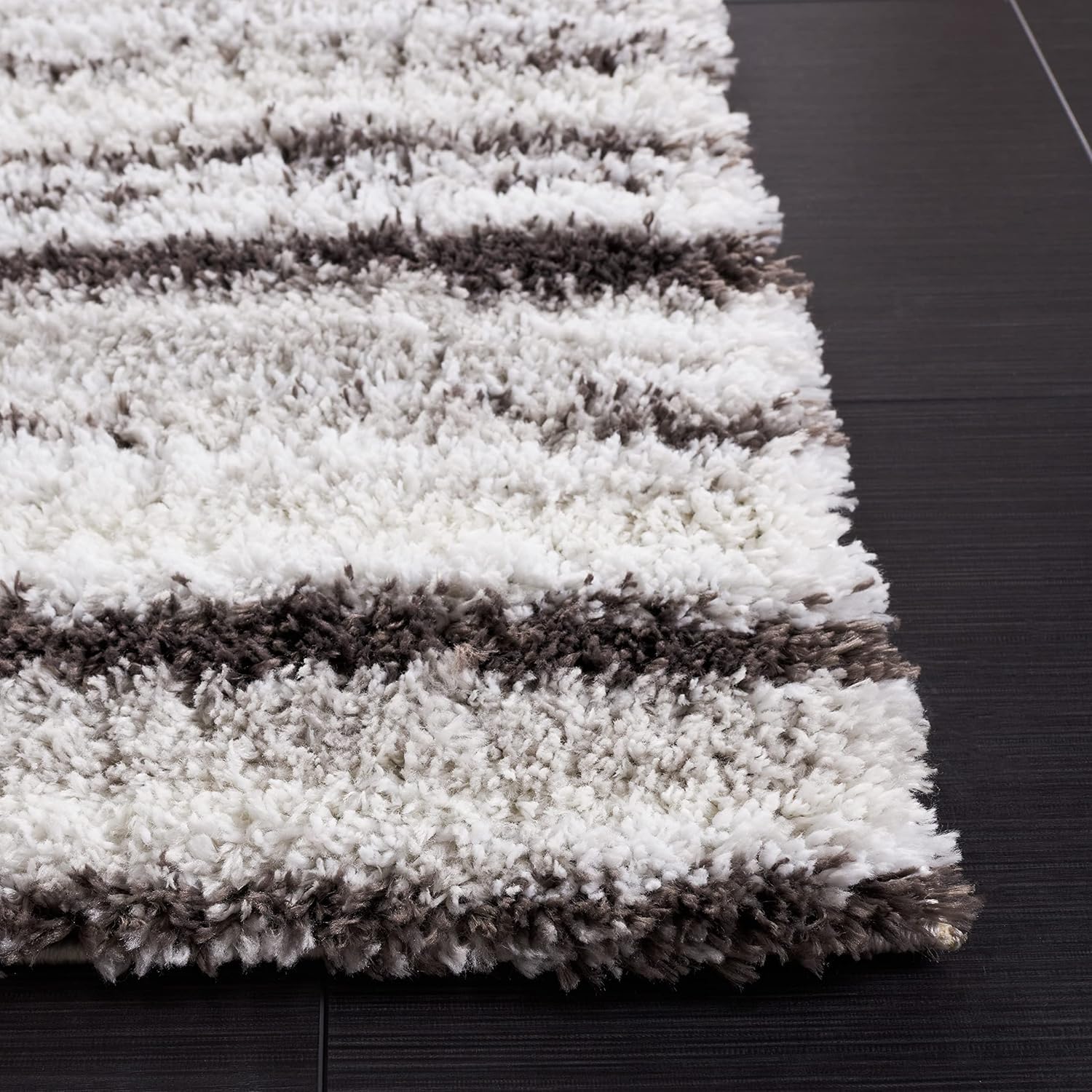 SAFAVIEH Berber Shag Collection Area Rug - 9' x 12', Grey & Dark Grey, Stripe Design, Non-Shedding & Easy Care, 1.25-inch Thick Ideal for High Traffic Areas in Living Room, Bedroom (BER565F)