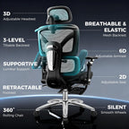 Ergonomic Office Chair with Footrest, Big and Tall Home Desk Chair, High Back Rolling Computer Chair with 5D Flip-Up Arms and Lumbar Support, Comfy Gaming Chair, Swivel Mesh Chairs, Black