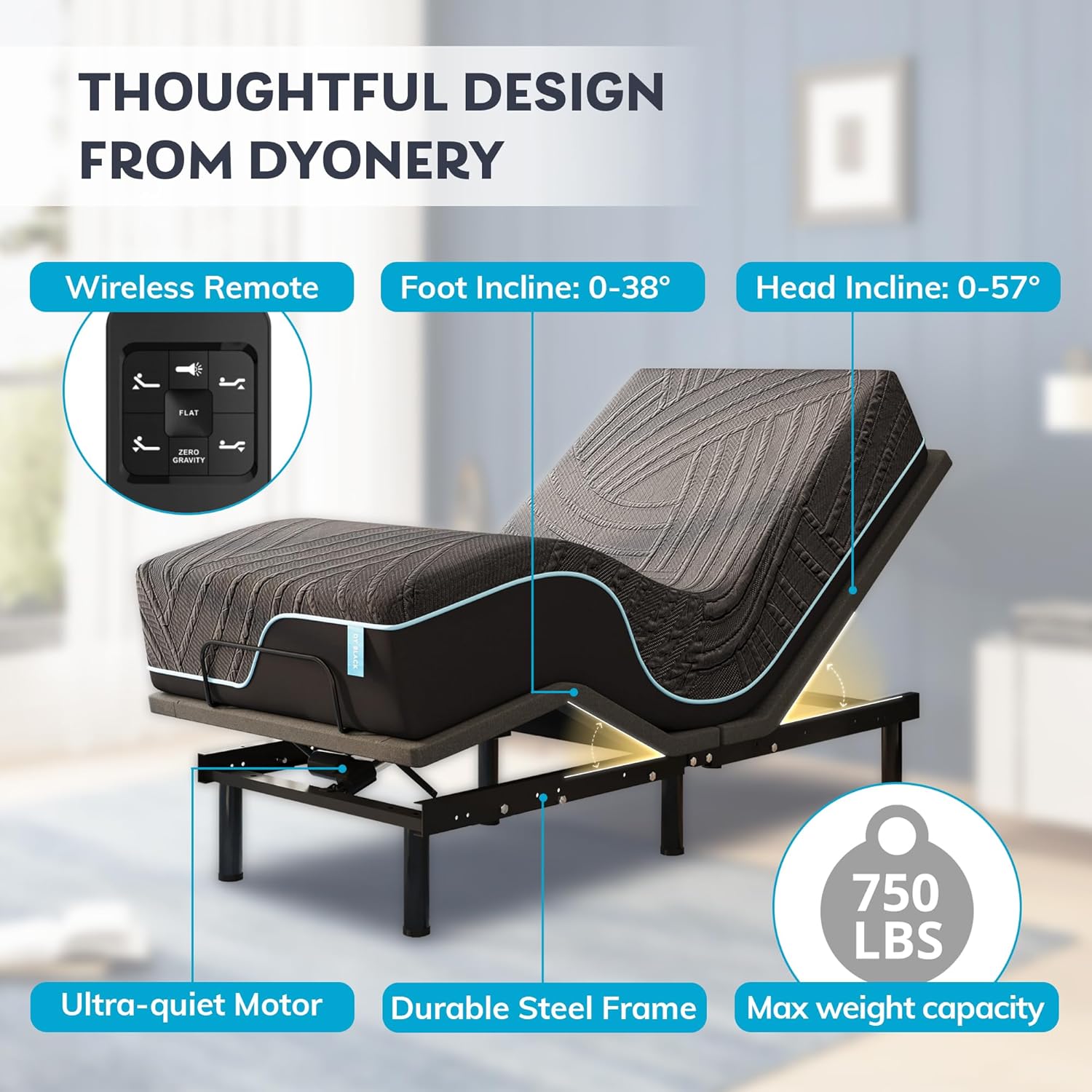 Twin XL Adjustable Bed Base Frame with 14 Inch Cooling Copper Memory Foam Mattress, Wireless Remote & Head and Foot Incline, Zero Gravity, CertiPUR-US Certified & Fiberglass Free, 80" × 38"
