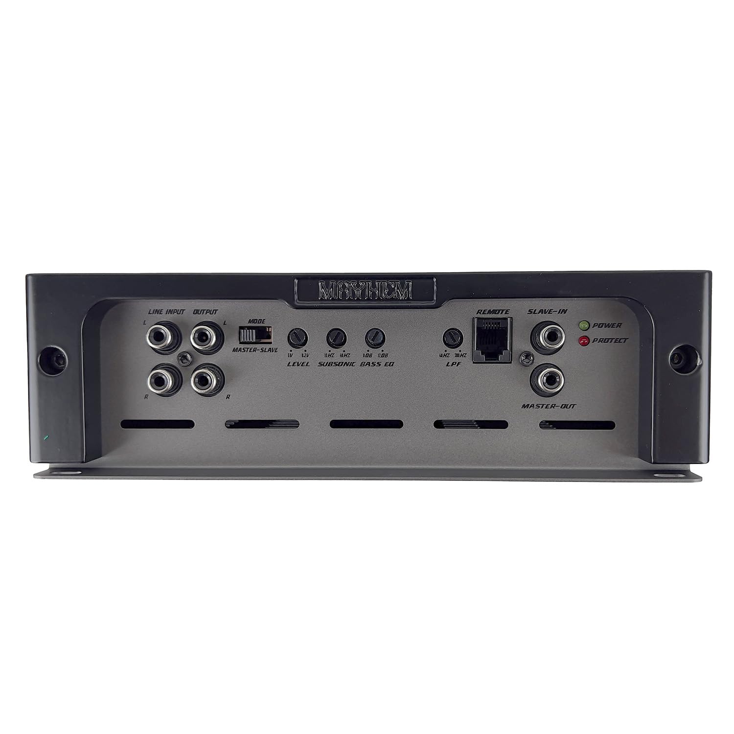 Alphasonik M2500.1D Mayhem Series High-Performance 2500W RMS Class-D High Current Monoblock Amplifier - 1 Ohm Stable  High/Low-Level Input/Output  4-Way Protection Circuitry  Bass Knob Included
