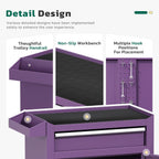 Greenvelly Tool Chest, 5-Drawer Rolling Tool Chest with Hooks and Lockable Wheels, Detachable Top Tool Box, Toolbox with Wheels, Rolling Tool Box for Mechanics Garage Workshop and Tool Room (Purple)