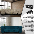 ULTICOR Velvet 7-Piece Sectional Recliner Sofa Cover (Deep Teal, L Shape 5 Seat, Sturdy, Soft, Washable)