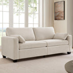 Modern Loveseat Sofa for Living Room, Spring Cushions, Removable Cover, Solid Wood Frame, Wide Armrest, Chenille Fabric Recliner Couches for Small Space