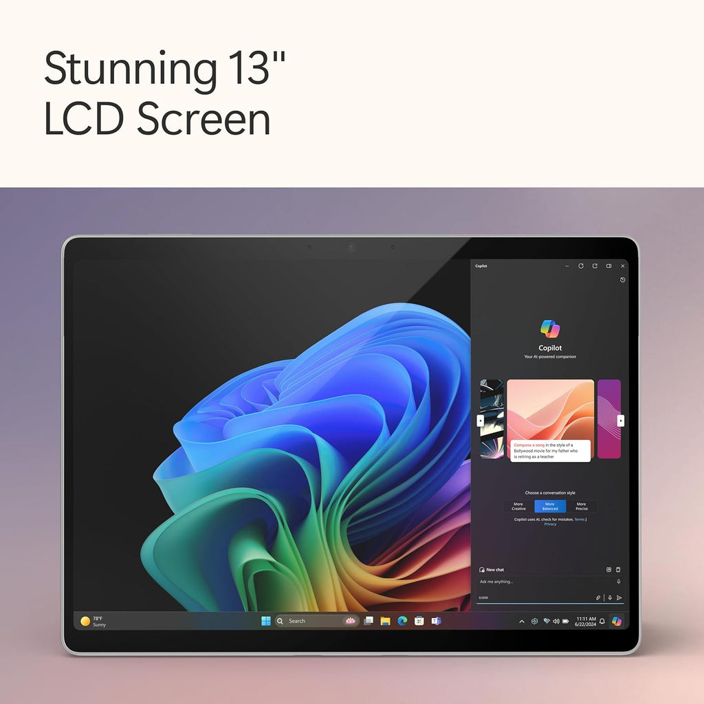 Microsoft Surface Pro 2-in-1 Laptop/Tablet (2024)  Windows 11 Copilot+ PC  13" Touchscreen Display  Snapdragon X Plus (10 Core)  16GB RAM  512GB Storage  Platinum