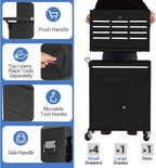 5 Drawer Rolling Tool Chest with Wheels, 2-in-1 Detachable Tool Box and Cabinet, Lockable Metal Storage Organizer, Mobile Toolbox for Garage Workshop Home, Black&Red