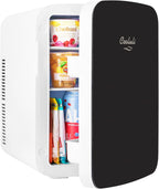 Cooluli 15L Mini Fridge for Bedroom - Car, Office Desk & College Dorm Room - 12v Portable Cooler & Warmer for Food, Drinks, Skincare, Beauty & Makeup - AC/DC Small Refrigerator with Glass Front, Black