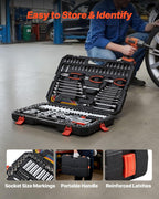 VEVOR Mechanics Tool Set, 314-Piece Mechanic Tool Kit, 1/4 in, 3/8 in, and 1/2 in Drive, Metric Socket Set, Wrenches, Screwdriver Bits, Accessories, and Storage Case, for Automotive and Home Repair