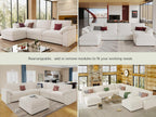 EASE MOOSE Sectional Modular Sofa, Oversized L Shape Sectional Couch Wide Deep seat Sectional Sofa,FSC Certified Comfortable Chenille White Modular Sofa